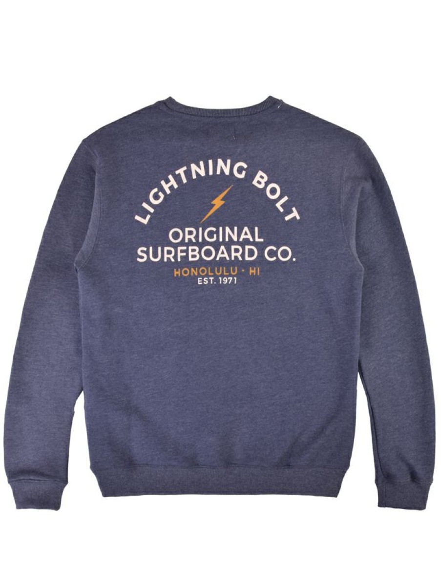 Mens * | Hot Selling Lightning Bolt Venice Surf Co Heather Crew