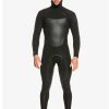 Wetsuits * | Top Sell Quiksilver 5/4/3 Marathon Session Hooded Chest Zip Wetsuit Black