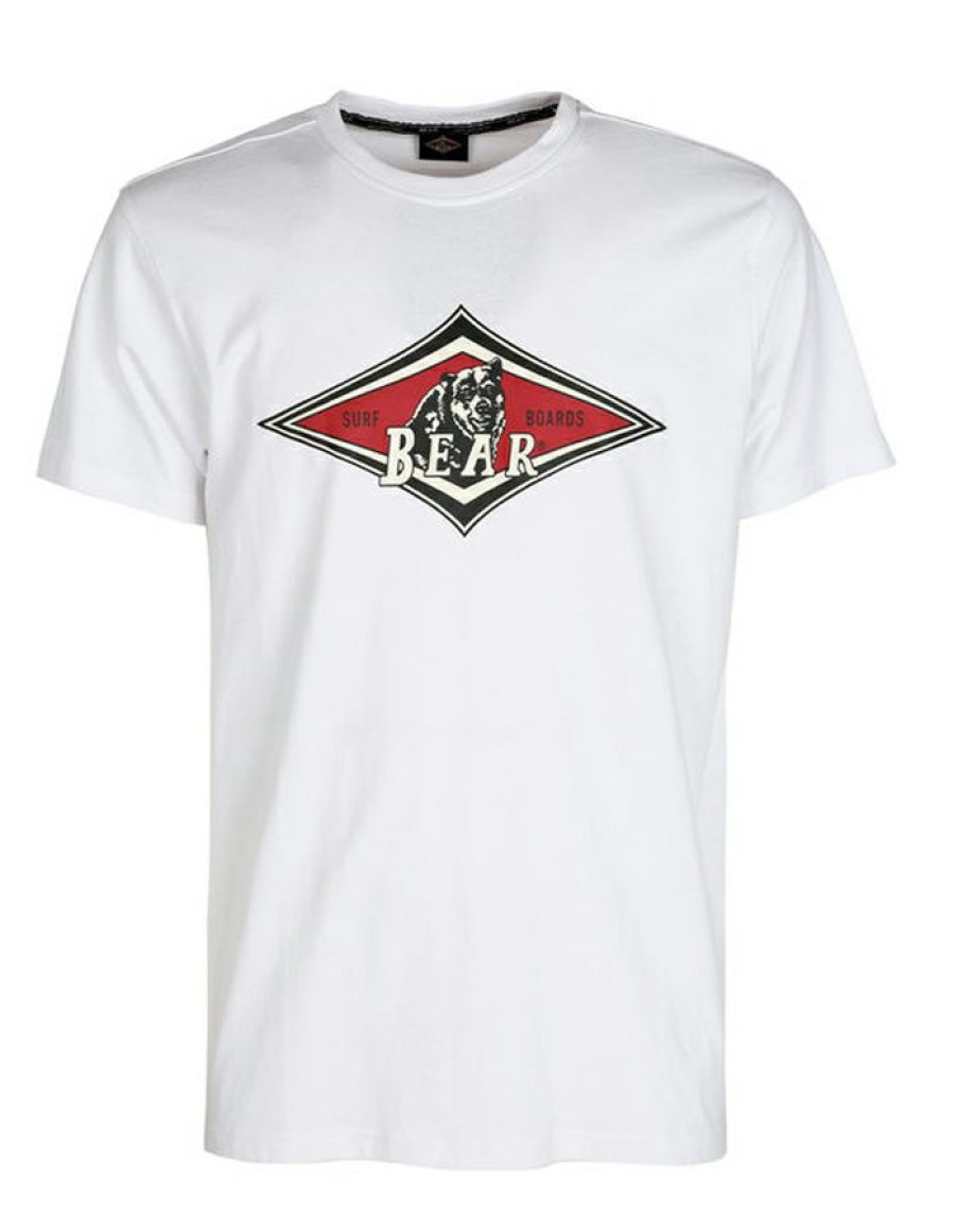 Mens * | Online Bear Surfboards T-Shirt Logo White