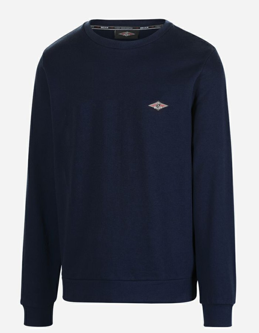 Mens * | Top Sell Bear Surfboards Small Logo Fleece Crew Neck Sky Captain