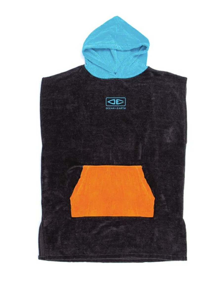 Gear * | Classical Ocean & Earth Youth Hooded Poncho Black