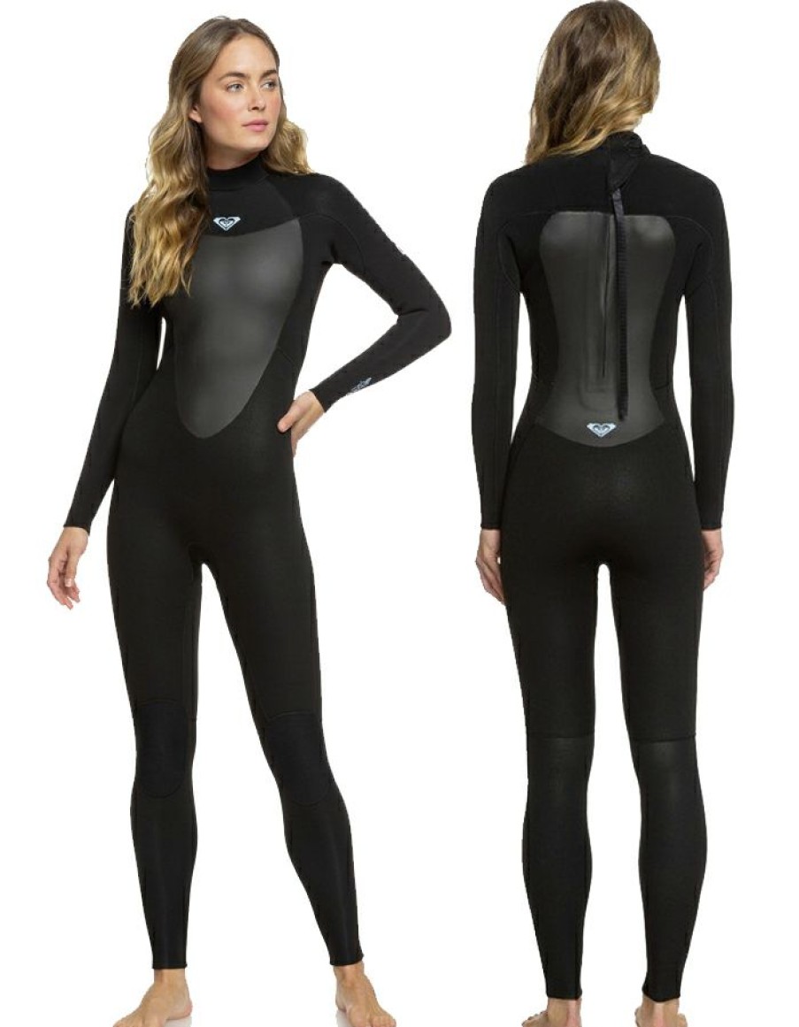 Wetsuits * | Shop Roxy 4/3 Prologue Back Zip Wetsuit For Women Black