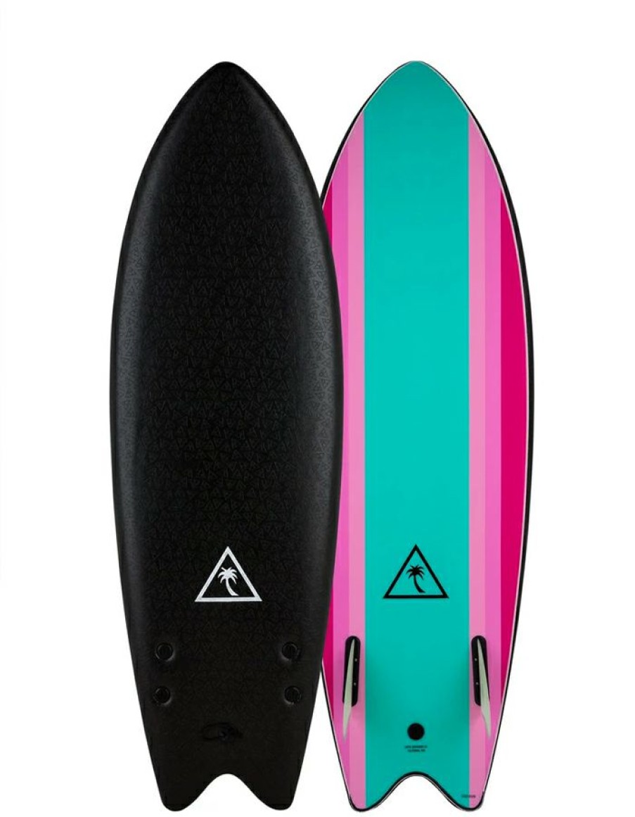 Surfboards * | Shop Catch Surf 5'6 Retro Fish Twin Fin Soft Black Turquoise