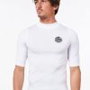 Wetsuits * | Top Sell Rip Curl Icon Perf Short Sleeve Uv Tee White