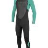 Wetsuits * | Shop O'Neill Youth Reactor Ii 3/2 Mm Back Zip Full Wetsuit Black Light Aqua