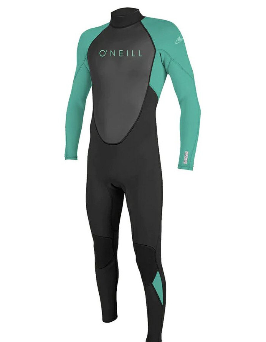 Wetsuits * | Shop O'Neill Youth Reactor Ii 3/2 Mm Back Zip Full Wetsuit Black Light Aqua