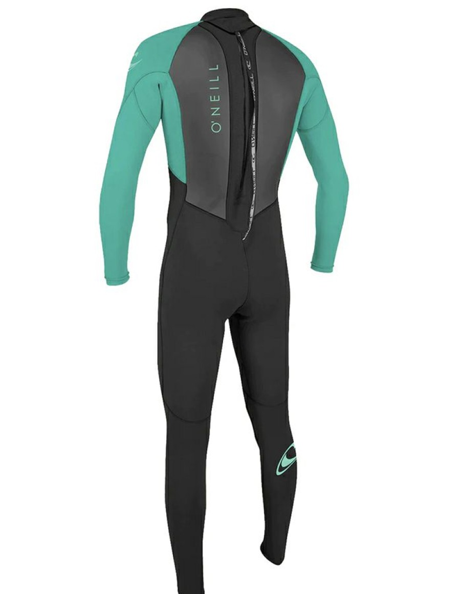 Wetsuits * | Shop O'Neill Youth Reactor Ii 3/2 Mm Back Zip Full Wetsuit Black Light Aqua